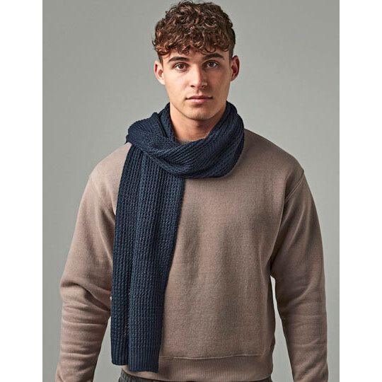 Classic Waffle Knit Scarf - black-718