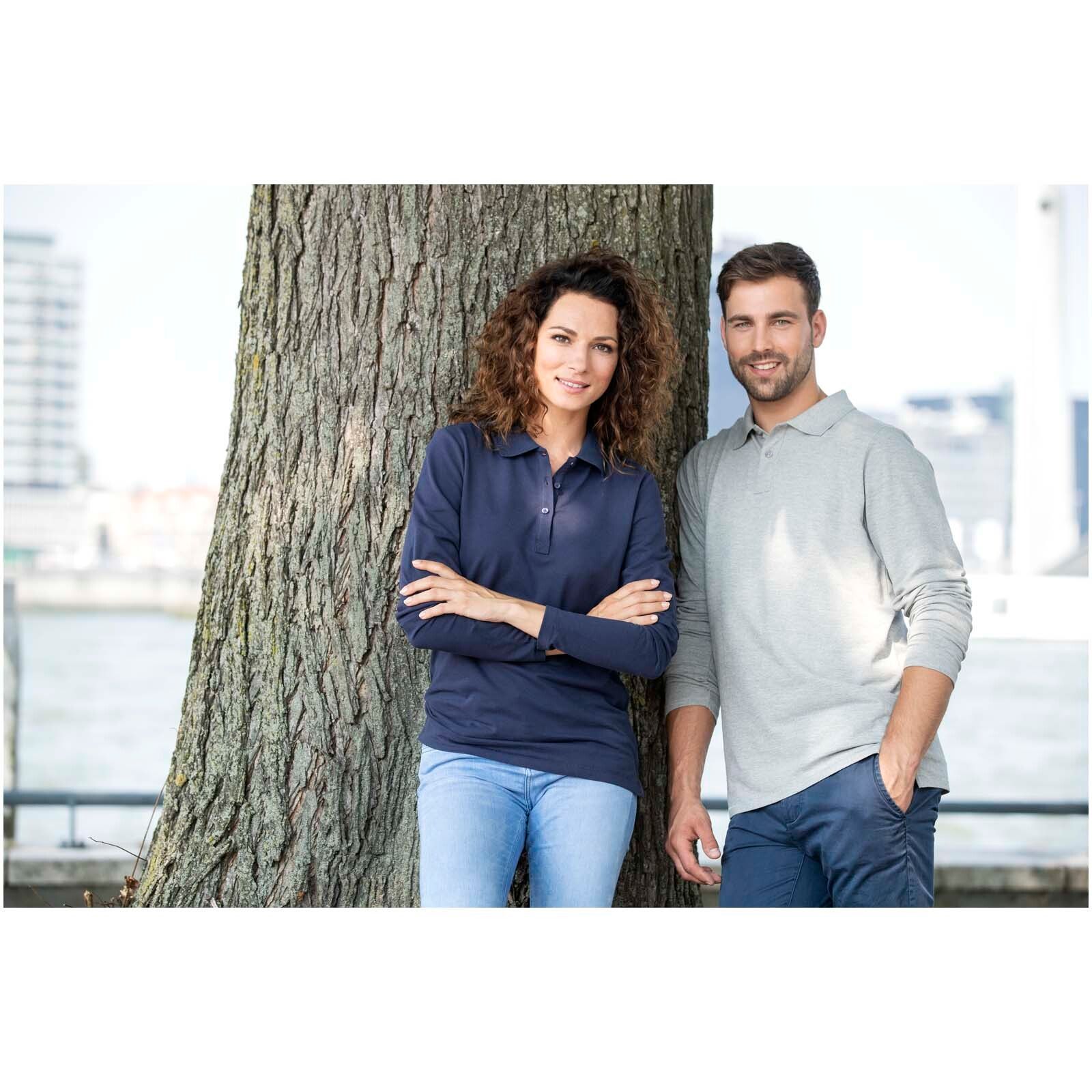 Oakville Langarm Poloshirt für Herren - grau meliert - XL-572