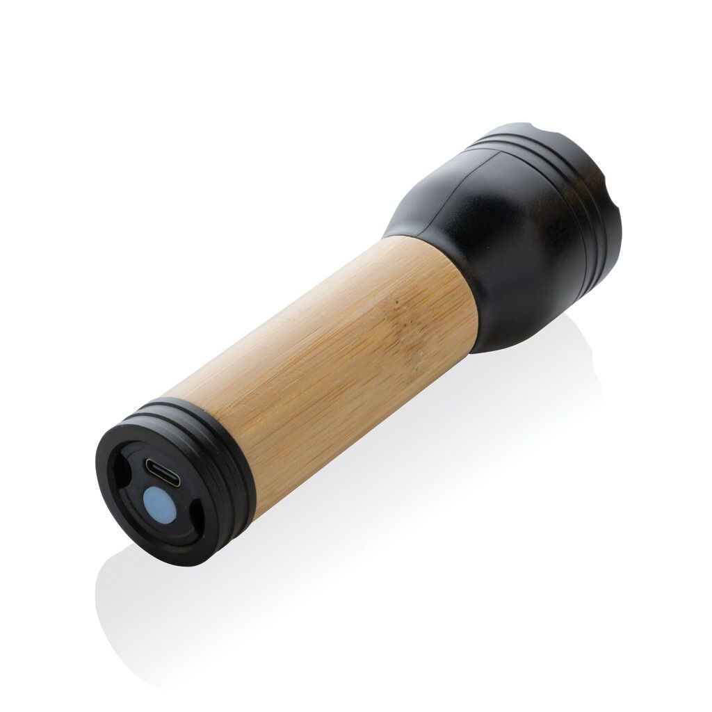Lucid 3W Taschenlampe aus RCS recycelt. Kunststoff & Bambus - schwarz-542