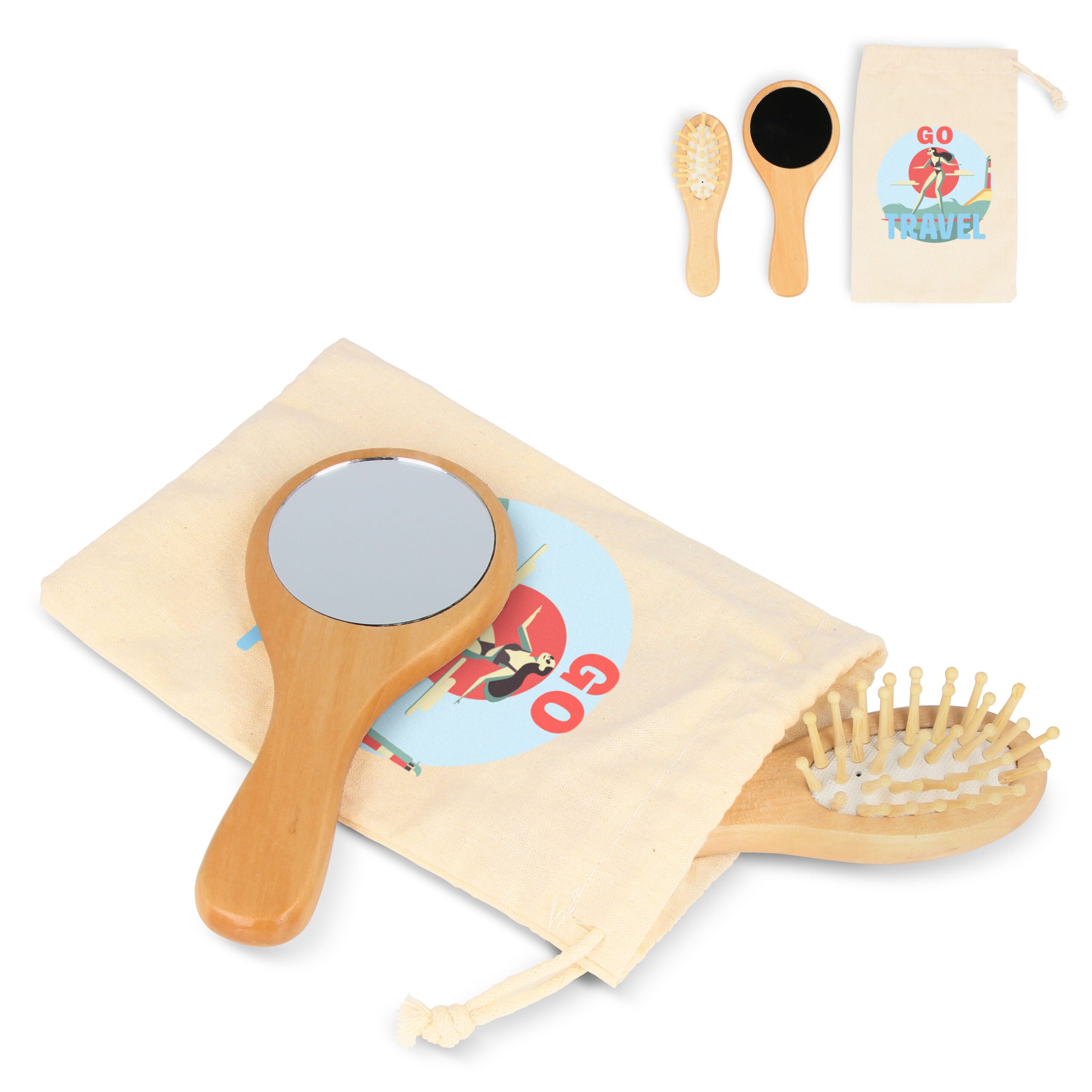 Schima superba Holz Pinsel & Spiegel Set - natur-493