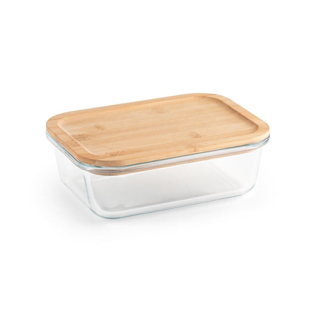 PORTOBELLO Lunchbox. Herm.Dose aus Borosilikat, Bambusdeckel 1000 mL - natur-127