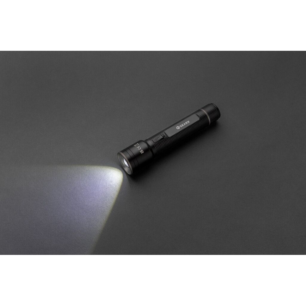Große Gear X Taschenlampe aus RCS recycelt. Alu mit USB-Akku - schwarz-44