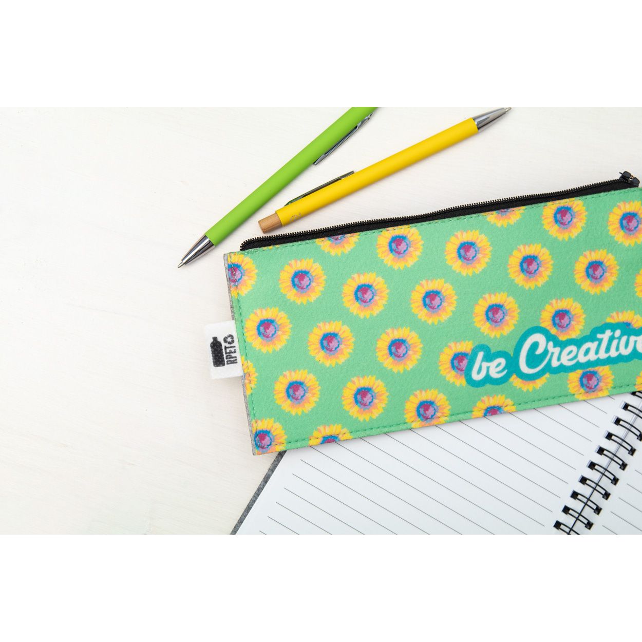 CreaFelt Pen Zip individuelle RPET Stiftetasche - weiß - grau-348