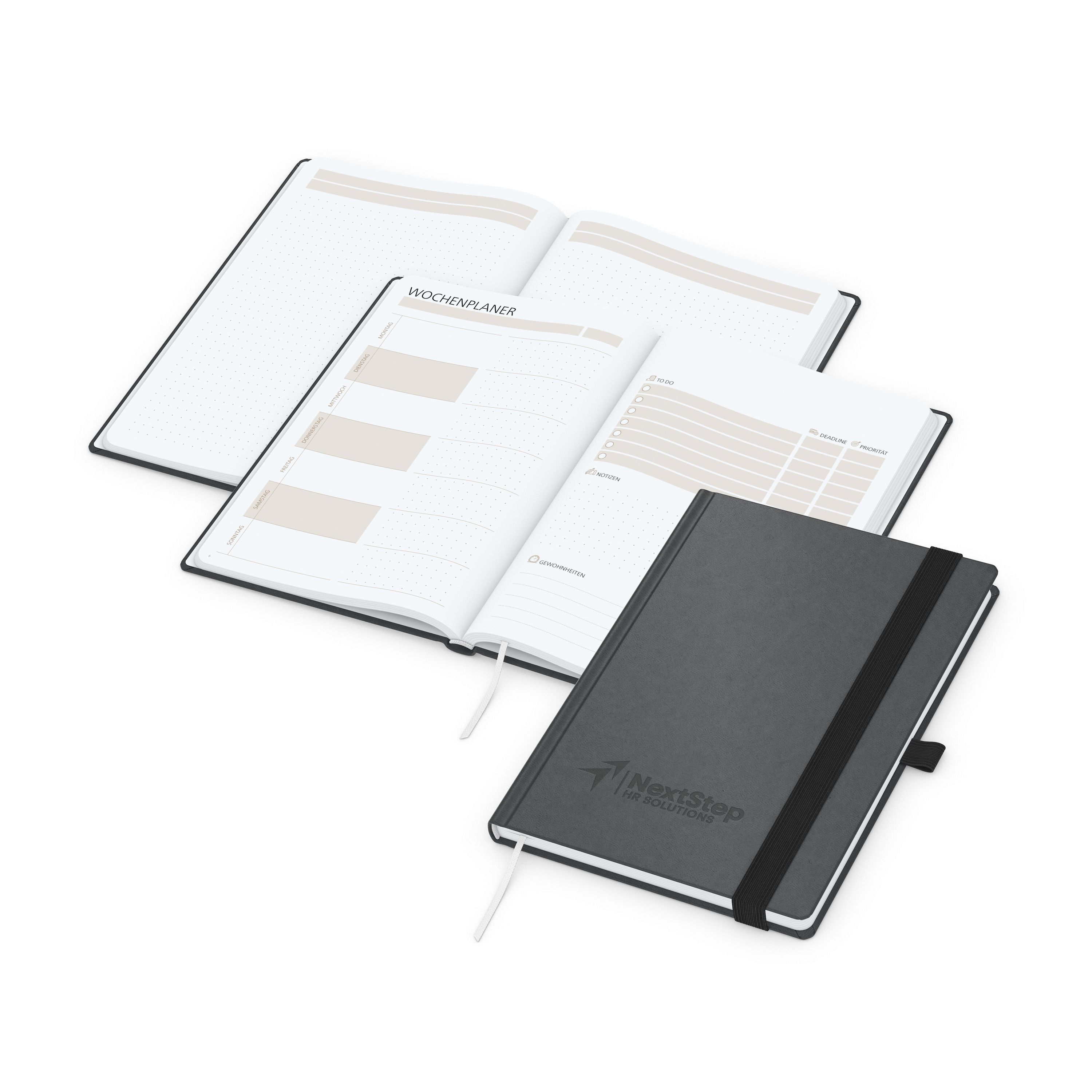 Notizbuch orgaLine Mainbook, White, anthrazit-165