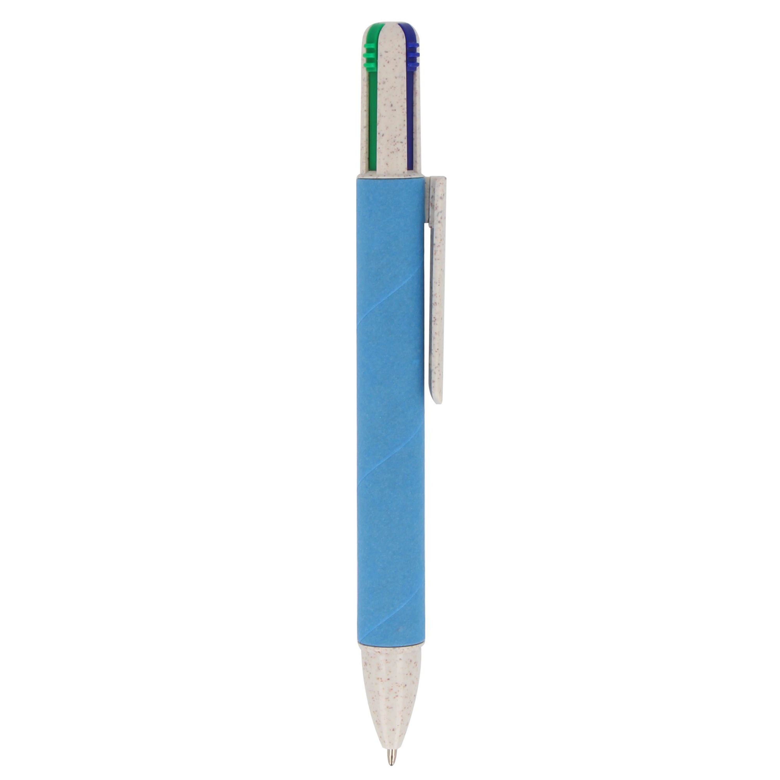 Papierkugelchreiber mit 4 Schreibfarben - blau-356
