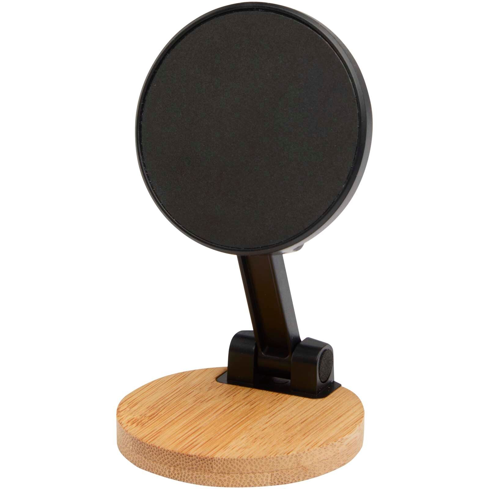 Alcor Klappbare magnetische Smartphonehalterung aus recyceltem Kunststoff mit Bambusdetails - schwarz-671