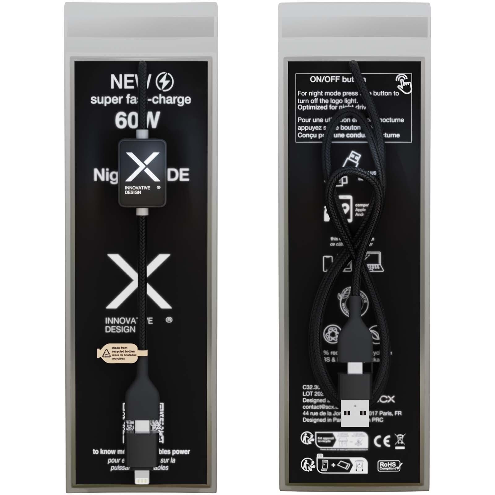 SCX.design C32 60W Ladekabel mit Schalter und Leuchtlogo - schwarz-606