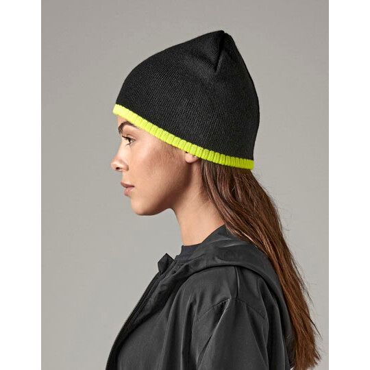 Two-Tone Pull-On Beanie - black - stone-871