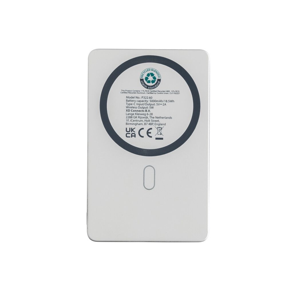 Orion 5.000mAh 5W magnetische Powerbank aus RCS rec. Alu - silber-940