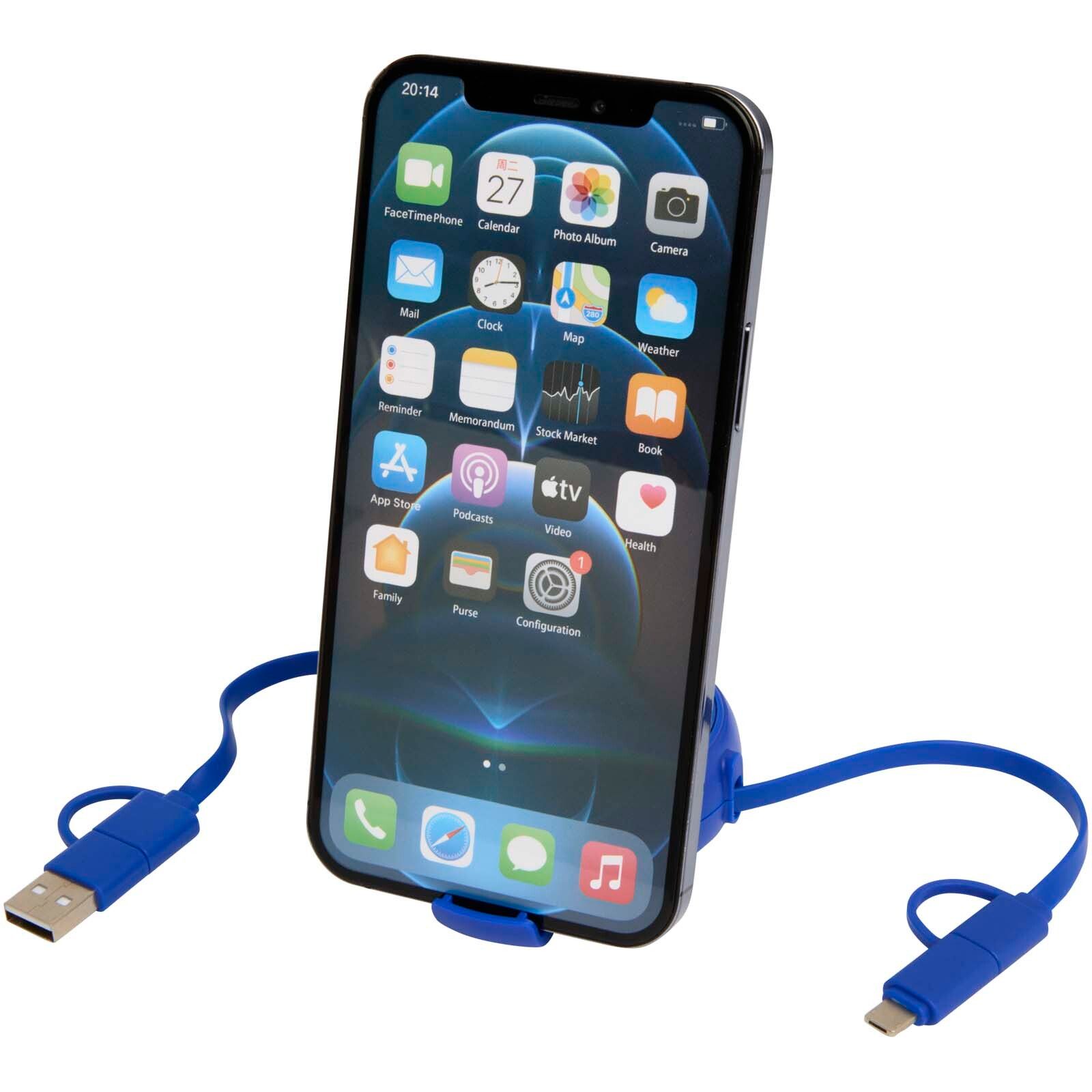 Alasia 100 cm 5-in-1 Kabel aus recyceltem Kunststoff und Aluminium, einziehbar, für Datenübertragung und mit 45W Schnellladung - royalblau-619