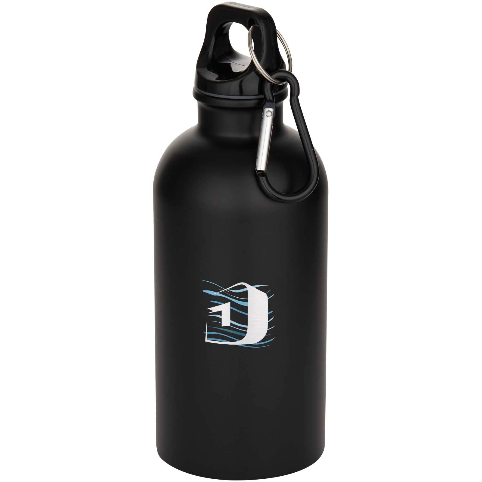 Oregon 400 ml matte RCS-zertifizierte einwandige Trinkflasche aus recyceltem Edelstahl mit Karabinerhaken - schwarz-553