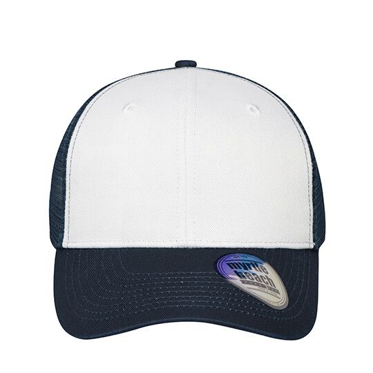 6 Panel Mesh Cap - white - navy-464