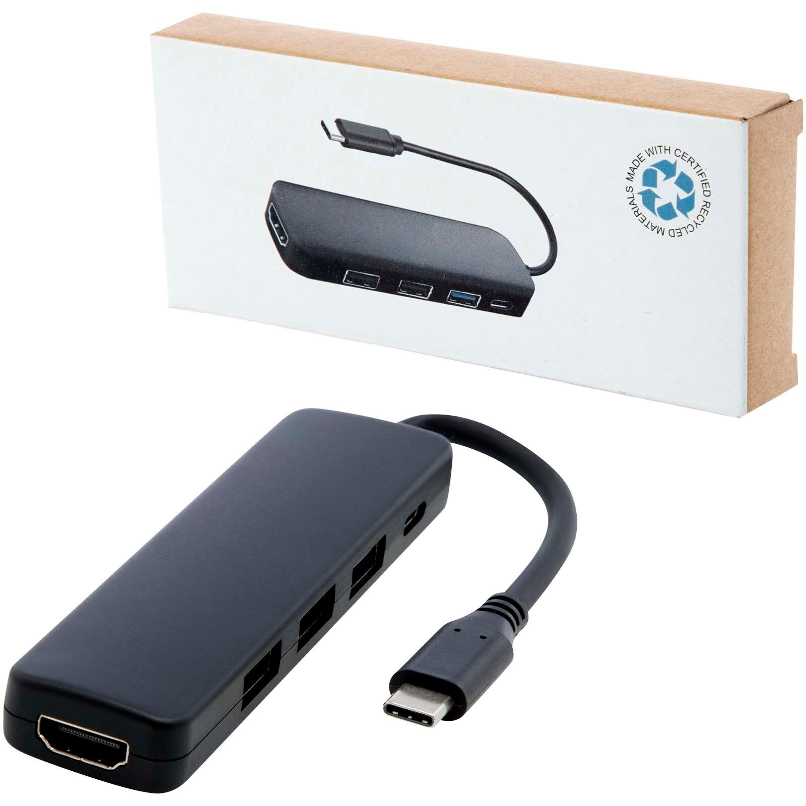 Loop Multimedia-Adapter aus recyceltem RCS Kunststoff USB 2.0-3.0 mit HDMI-Anschluss - schwarz-222