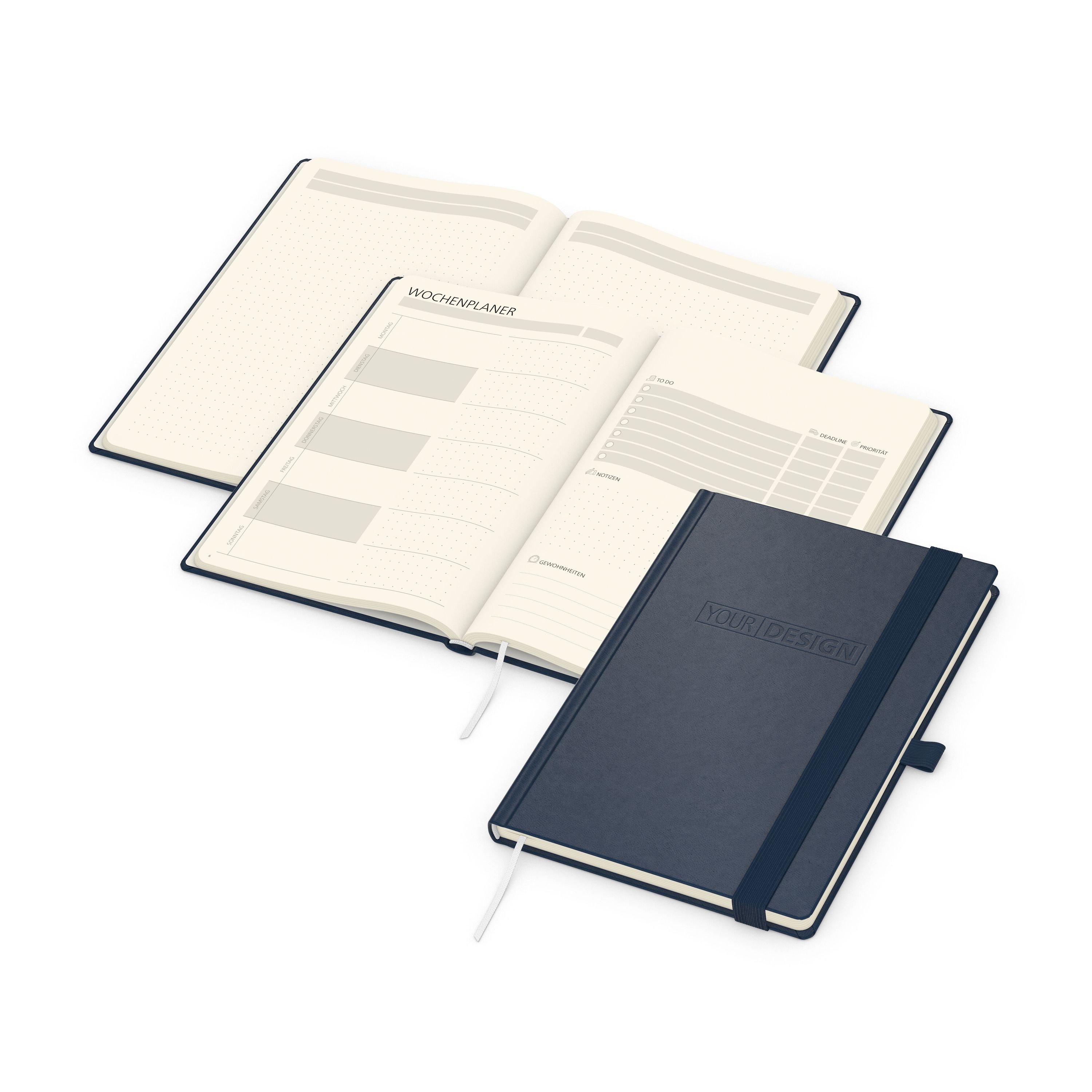 Notizbuch orgaLine Mainbook, Creme, dunkelblau-527