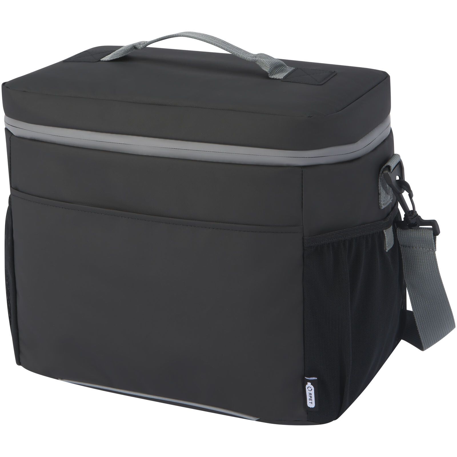 Aqua wasserabweisende Kühltasche für 20 Dosen aus GRS Recyclingmaterial 22 L - schwarz-7