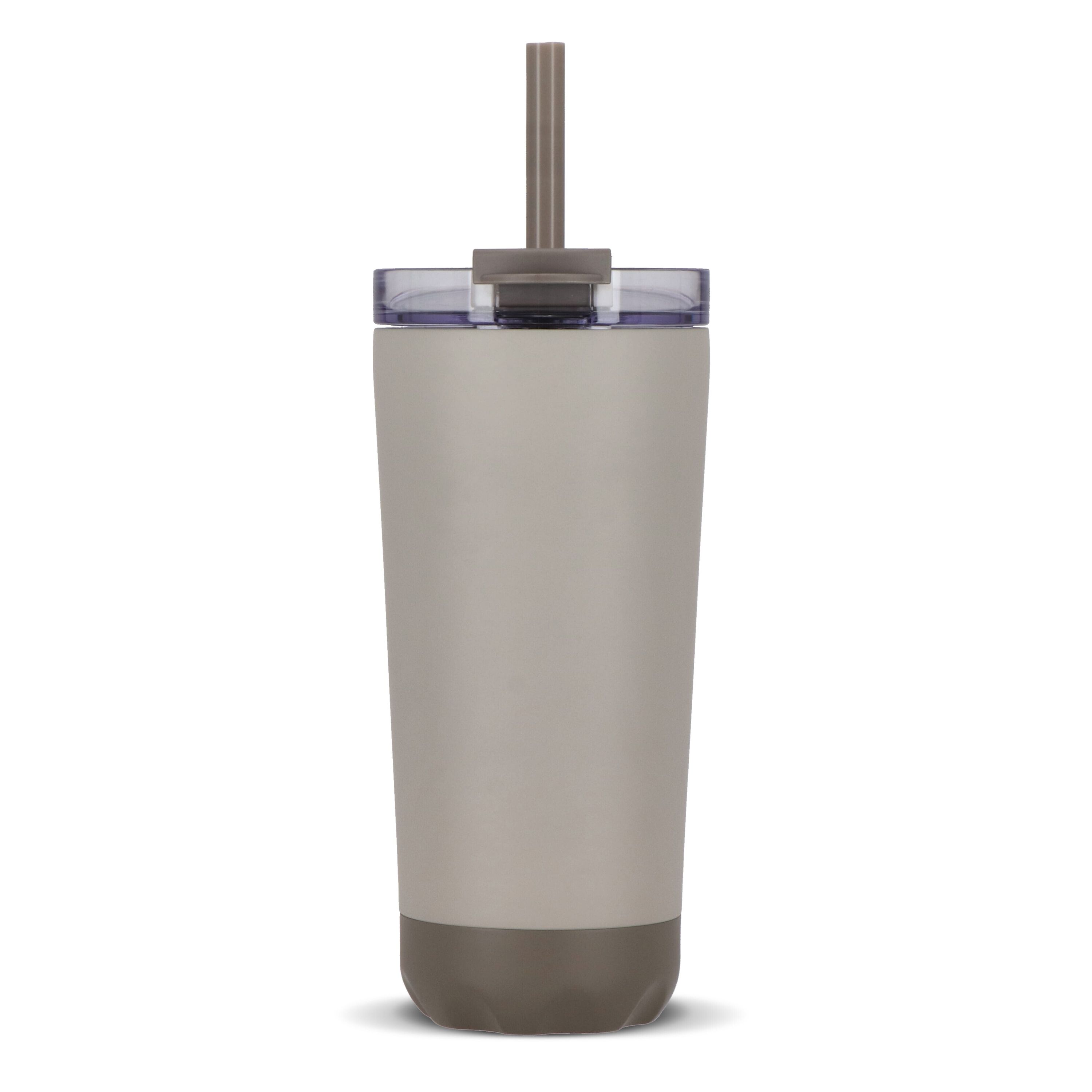 doppelwandiger Norden-Trinkbecher aus Edelstahl mit Strohhalm, 600 ml - beige-518