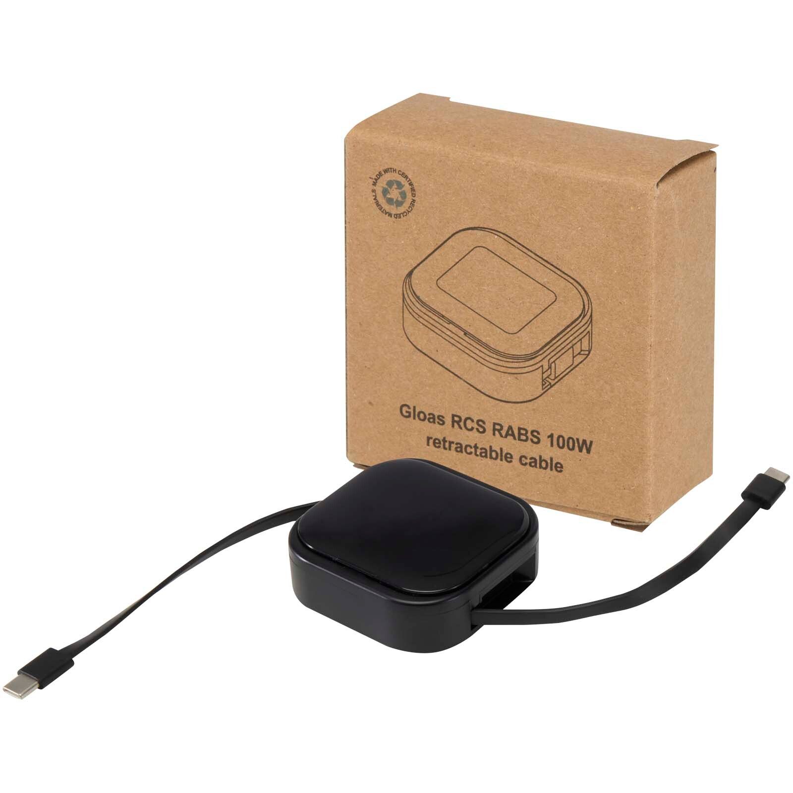 Gloas Aufrollbares 5 in 1 Kabel aus Recyclingmaterial mit Datensynchronisierung und 100 W Schnellladefunktion sowie Smartphon - schwarz-656