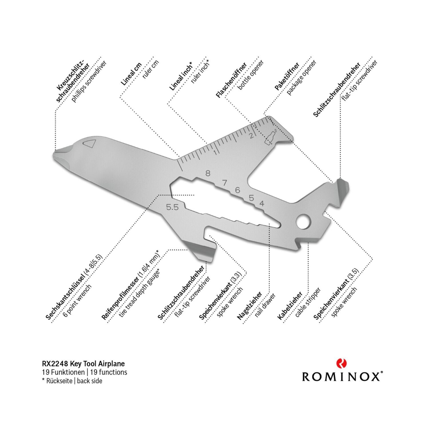 ROMINOX® Key Tool Airplane - 19 functions (Flugzeug)-3