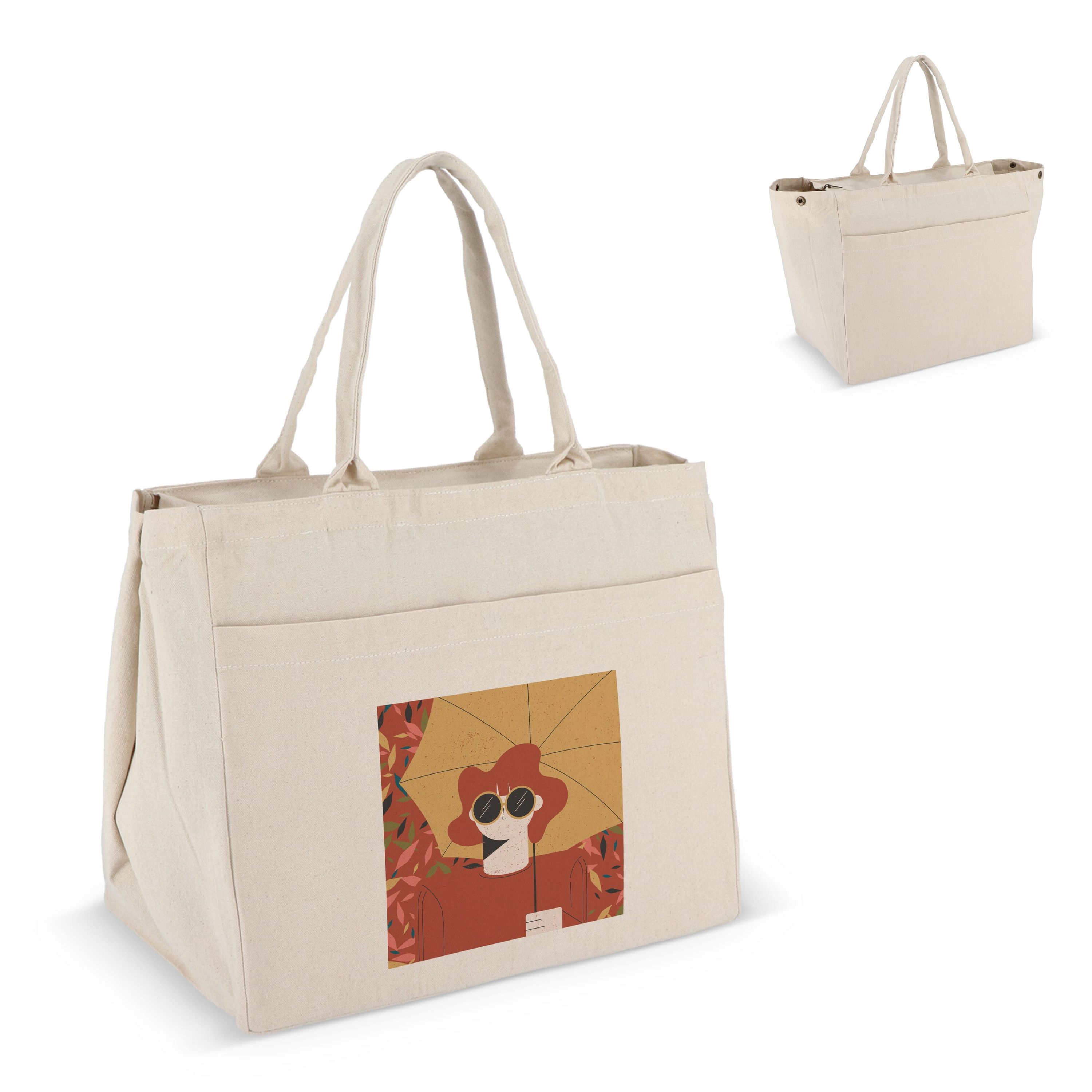Baumwoll-Tragetasche mit Reißverschluss OEKO-TEX® 39 x 24 x 34cm 320g/m² - natur-13