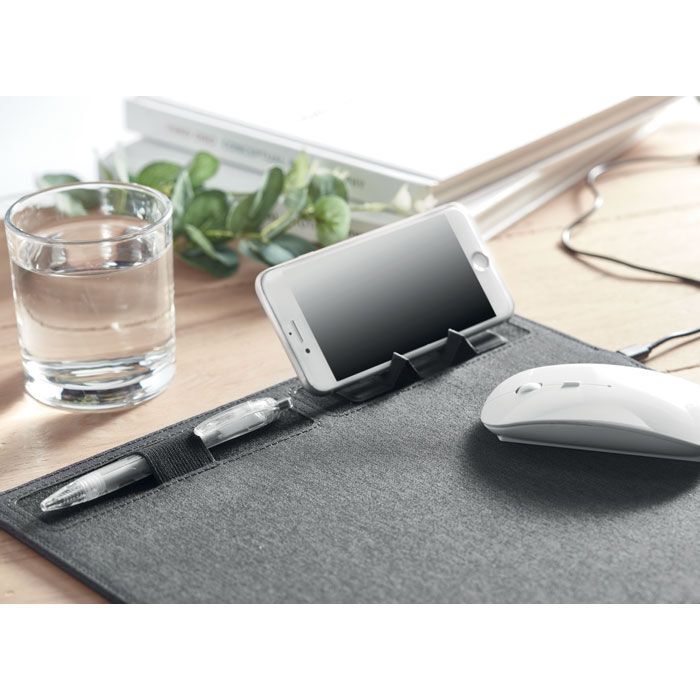 RPET Mousepad 15W Ladesgerät SUPERPAD - steingrau-746
