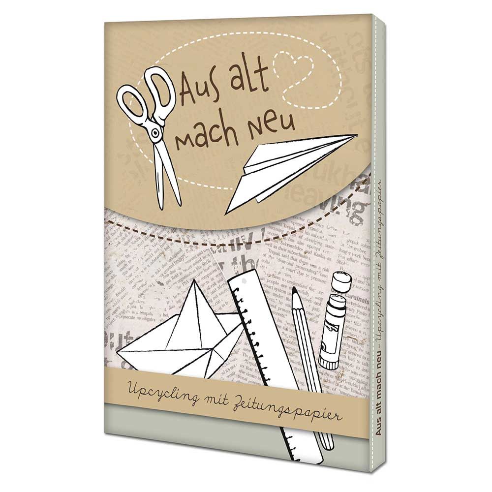 Upcycling-Heft - Zeitungspapier - Tampondruck 2-c-376