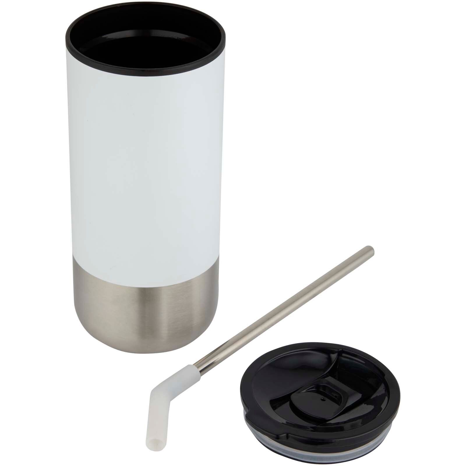 Grayson 480 ml RCS recycelter Isolierbecher mit Trinkhalm - weiss-656