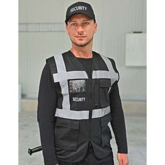 “SECURITY” Mesh Multifunctional Safety Vest “Tampa” - black-806