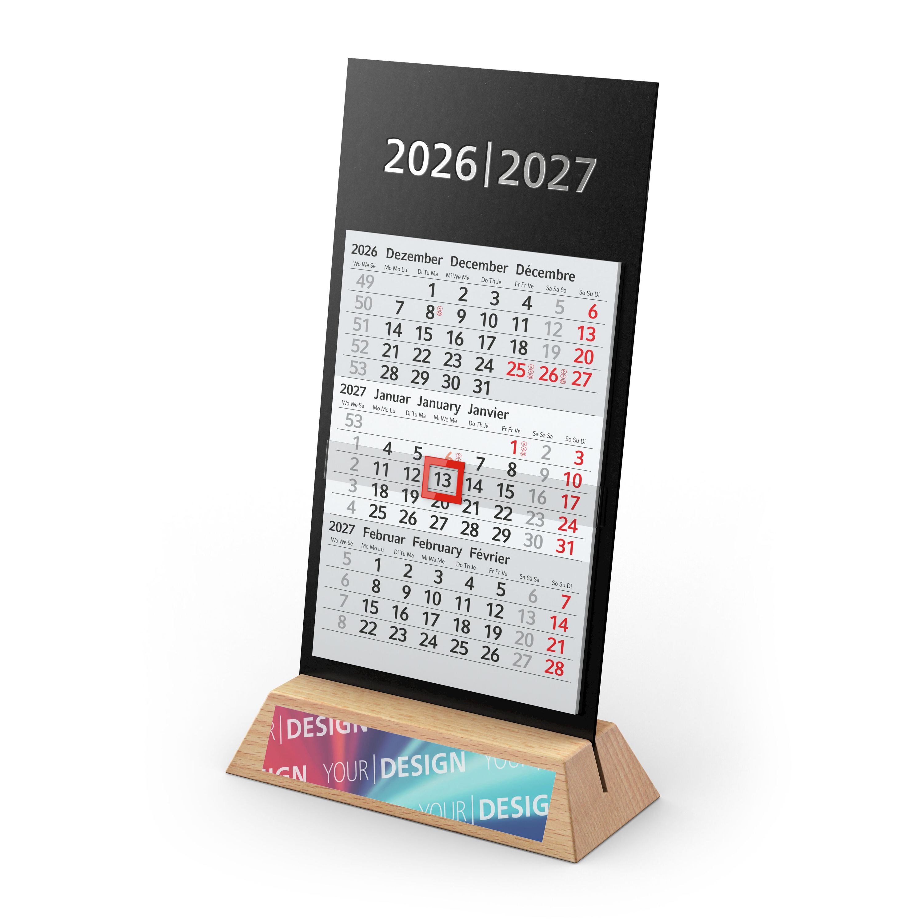Tischkalender Desktop Wood 3-429