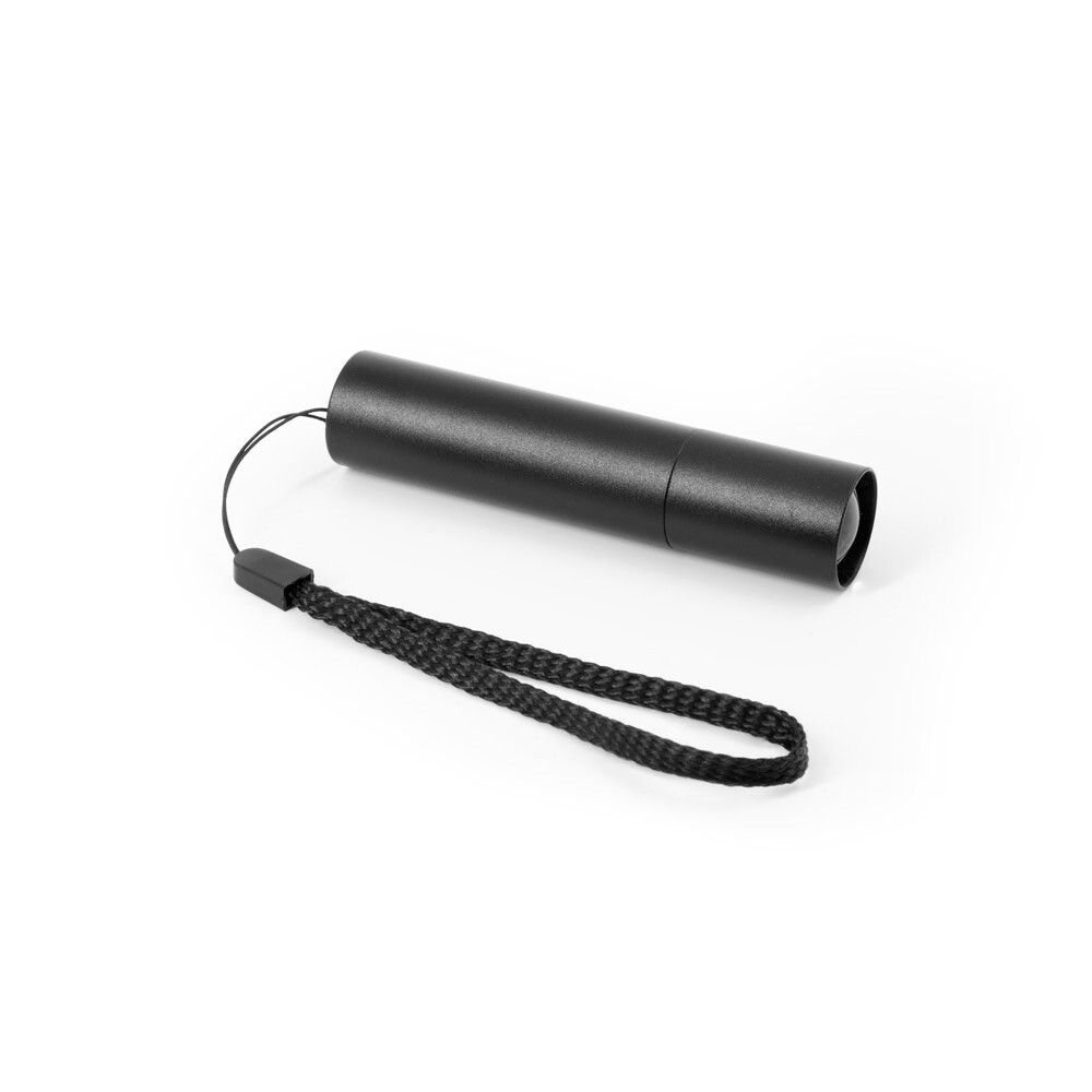 BRUCE Wiederaufladbare Taschenlampe aus recyceltem Aluminium (100 % rAL) mit 30 mm ausziehbarer Spitze - schwarz-466