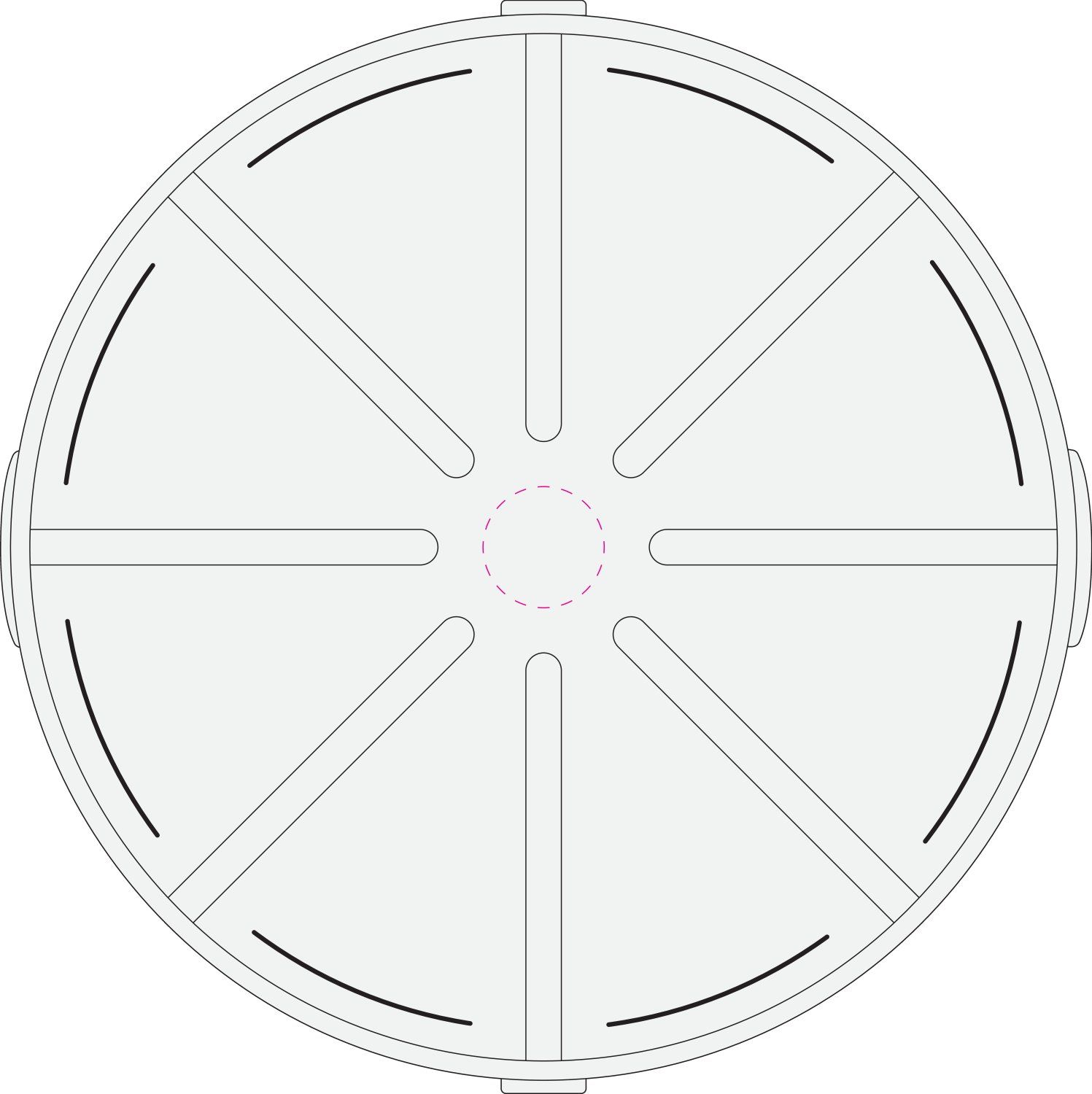 Veredelungsposition mittig auf Deckel