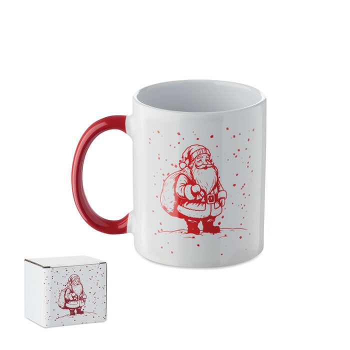Keramikbecher 300ml FESTIMUG - weiß - rot-675