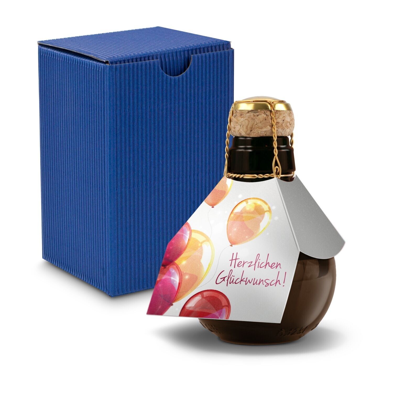 Kleinste Sektflasche der Welt - Herzlichen Glückwunsch 125ml - blau-991