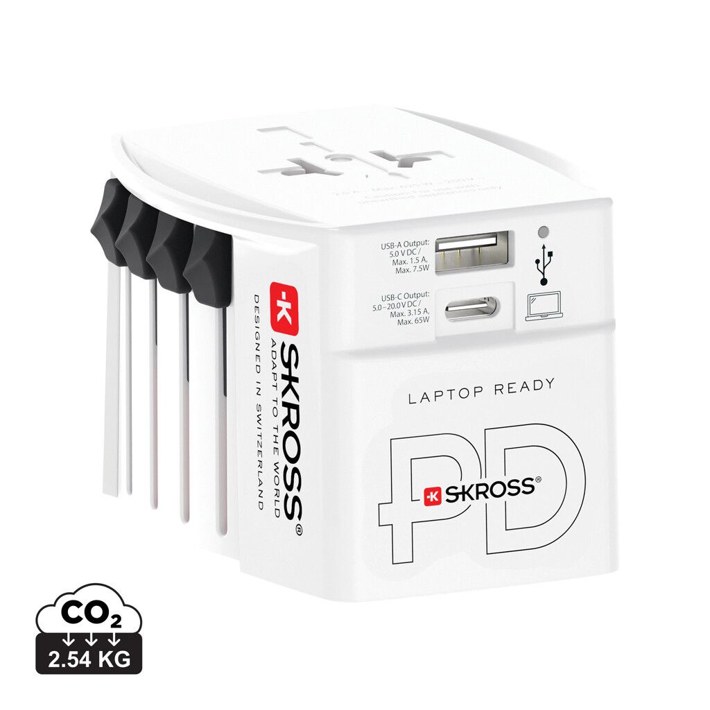 SKROSS World Travel Adapter MUV 65W PD mit USB-C-Kabel - weiß-474