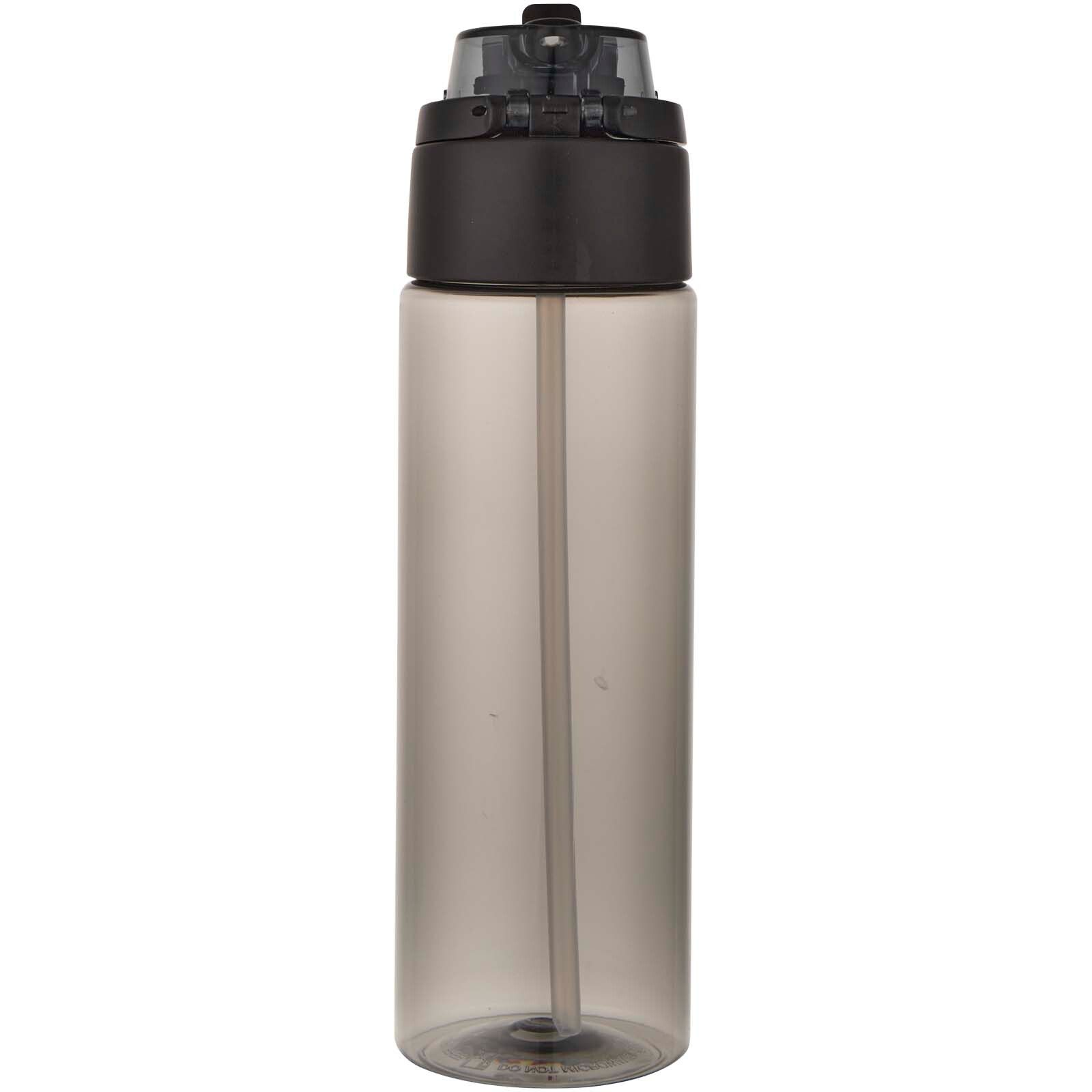 Theron 700 ml RCS Trinkflasche aus recyceltem Kunststoff mit Multifunktionsdeckel und Klappstrohhalm - schwarz-226