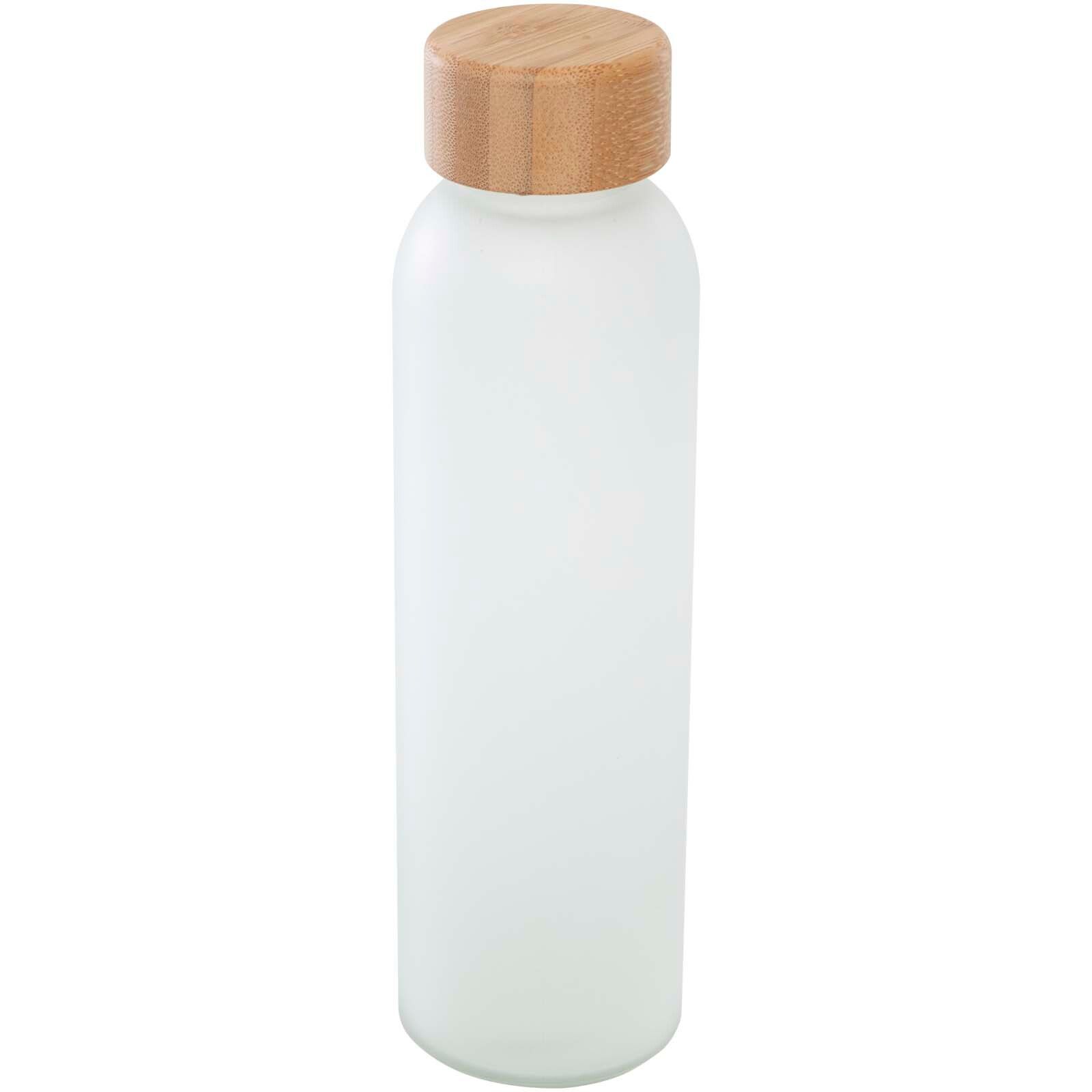 Lume 500 ml Flasche aus mattiertem Kalknatronglas mit Bambusdeckel   - weiss-639