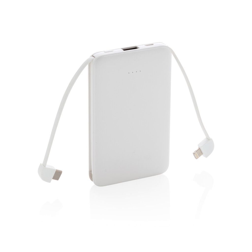 5.000 mAh Powerbank mit integriertem Kabel - weiß-769