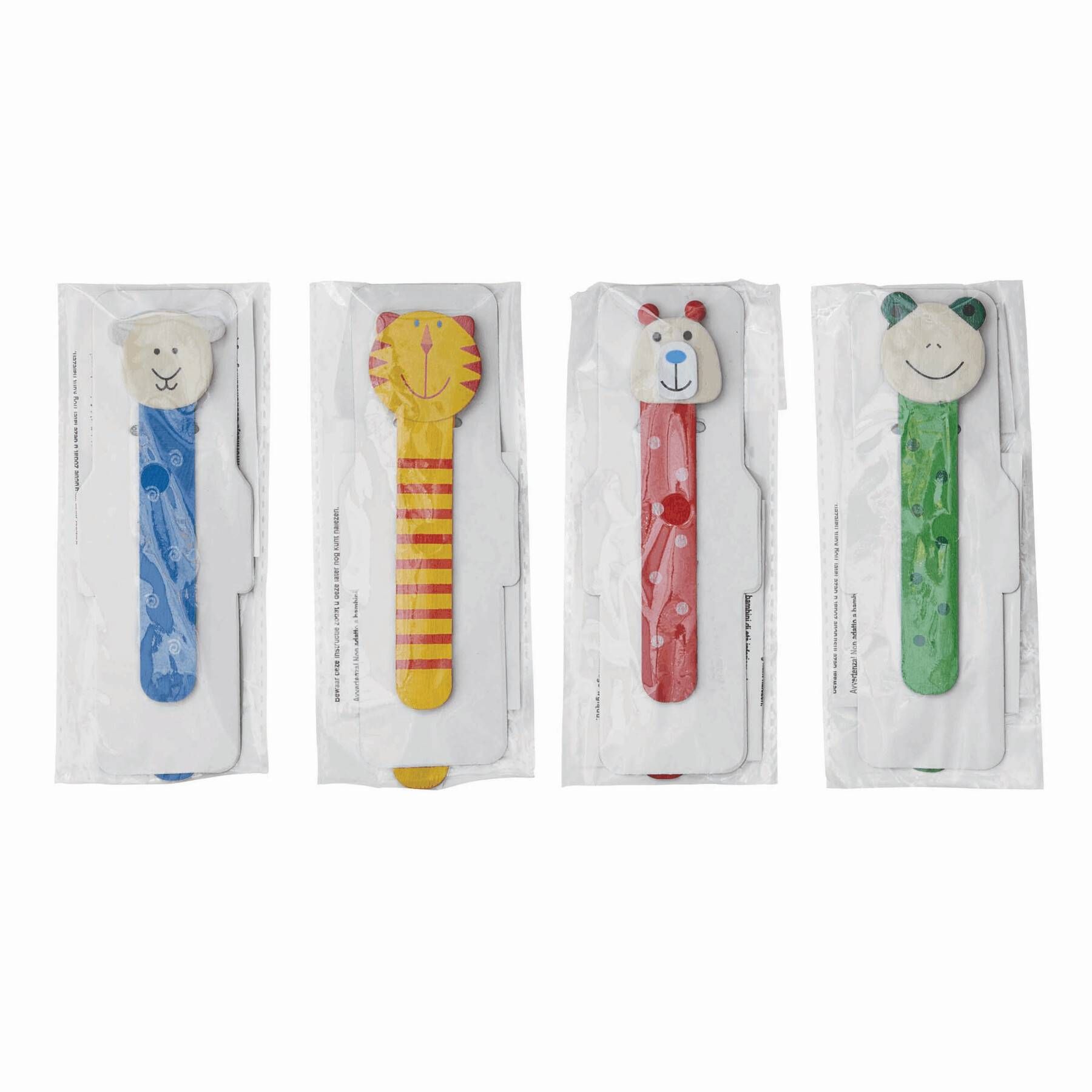 Holz-Lesezeichen FUNNY ANIMALS, 4-fach sortiert, Preis pro Stück - bunt-259