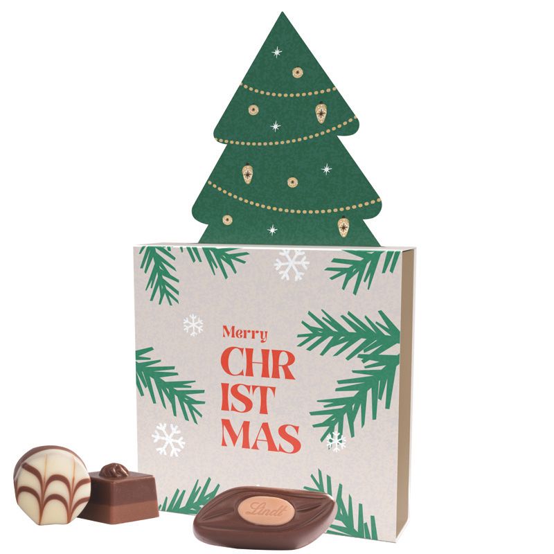 Lindt Präsent im Werbeschuber "Tannenbaum", Lindt Mini Pralinés-821