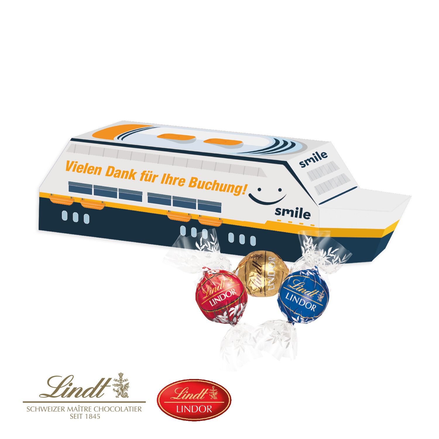 3D Präsent "Schiff" mit Lindt Lindor Pralinés-740