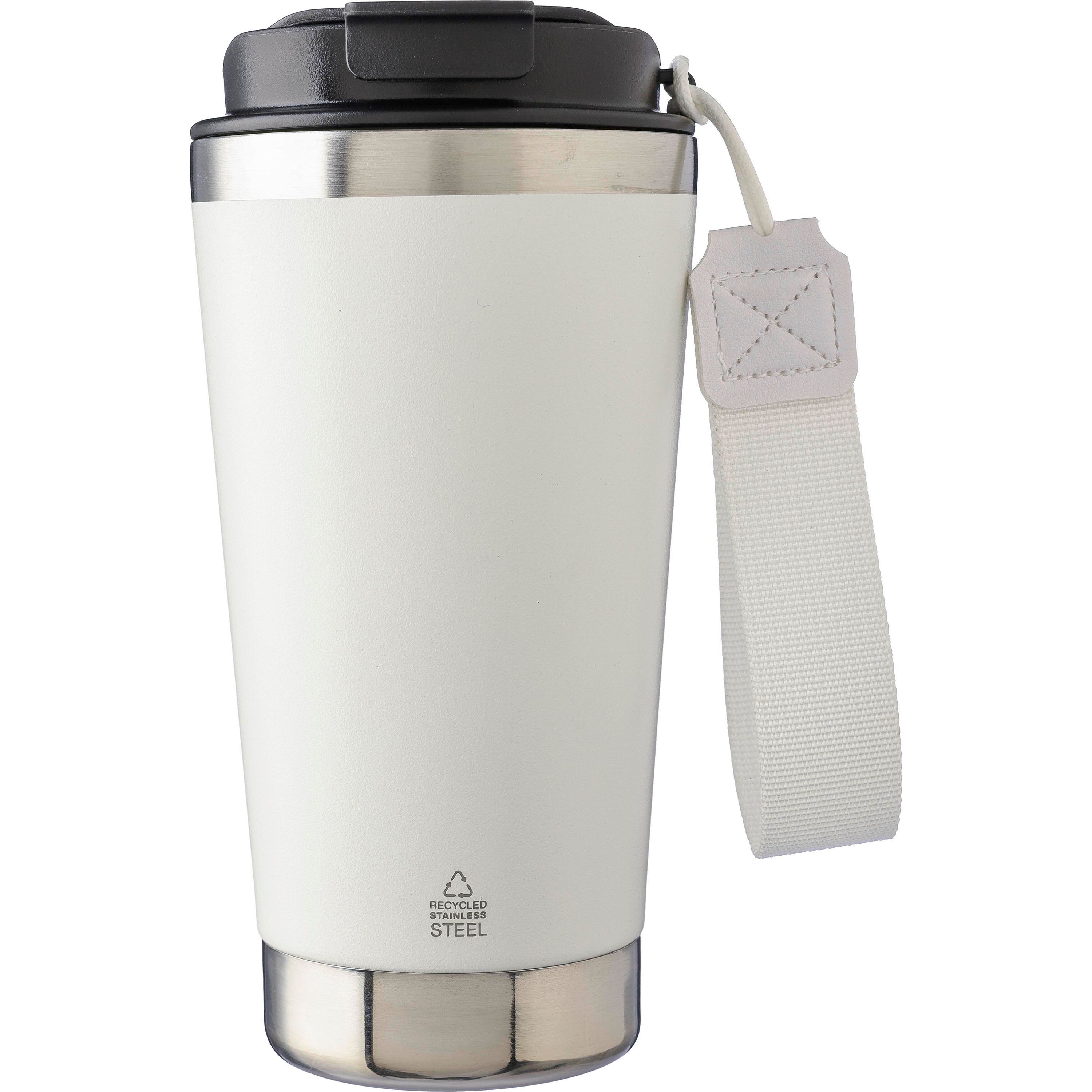 Doppelwandiger Trinkbecher aus recyceltem Edelstahl 500 ml Kayla - weiß-67