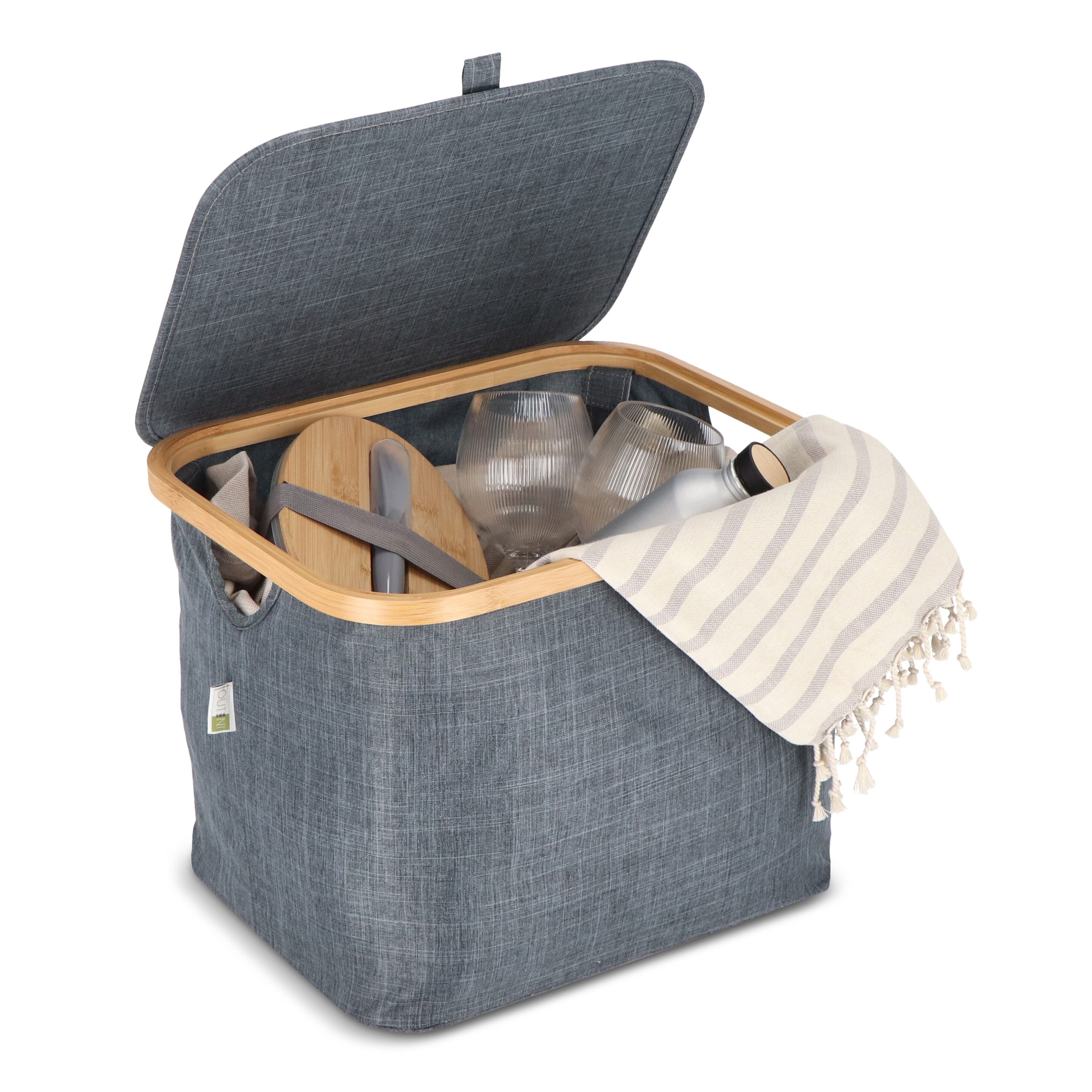 InSideOut faltbarer Korb mit Deckel Sogne 40,5 x 33 x 30cm rPET - dunkelgrau-429