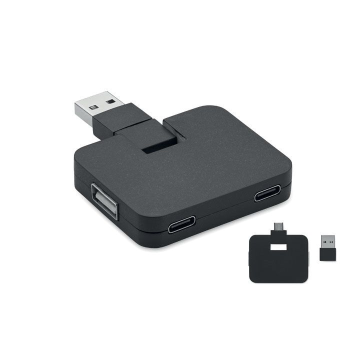 4 Port USB Hub SQUARE-C - schwarz-214