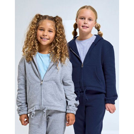 Kids Recycled Cropped Oversize Full-Zip Hoodie - heather grey-517