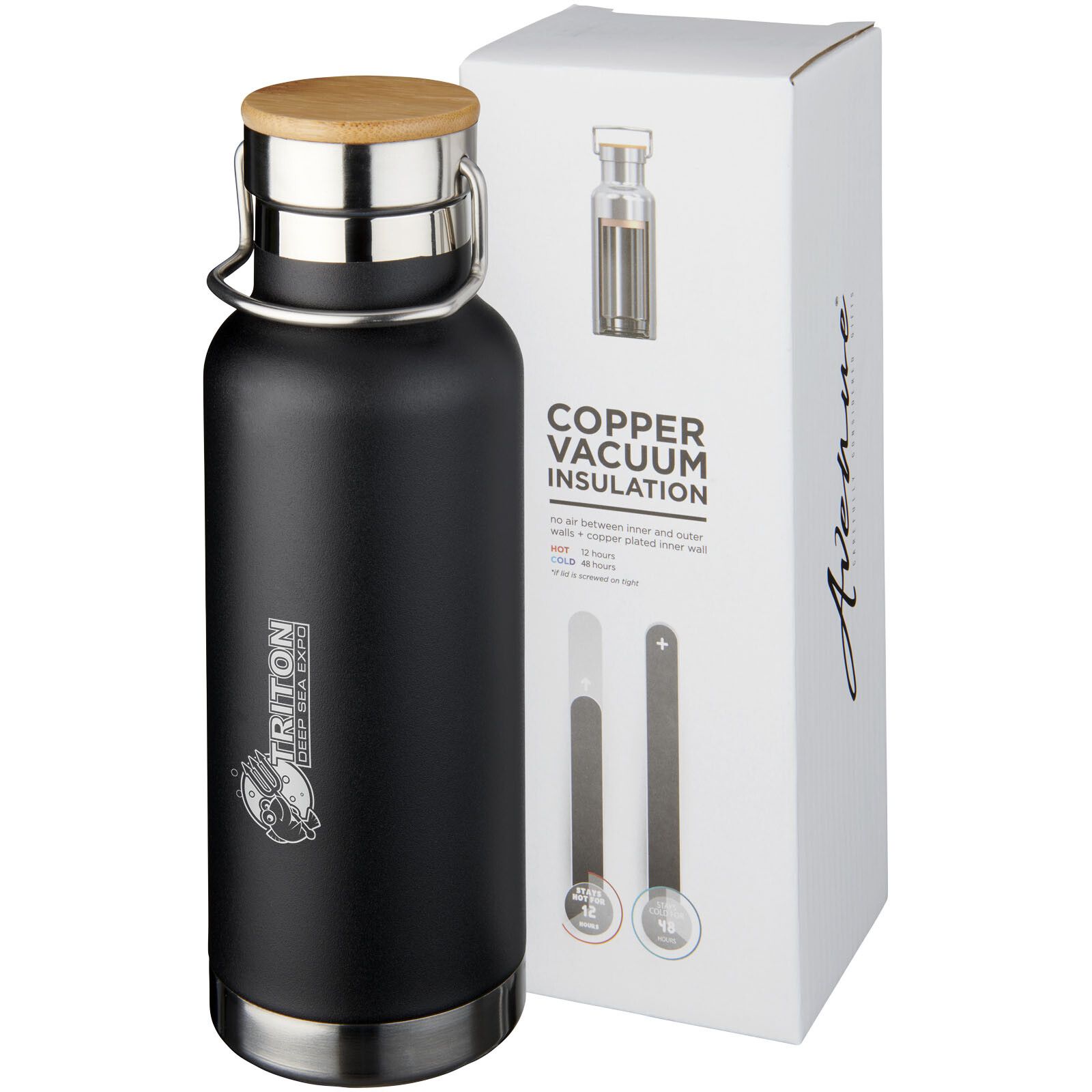Thor 480 ml Kupfer-Vakuum Isolierflasche - schwarz-462
