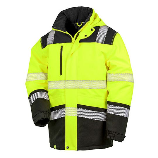 Printable Waterproof Softshell Safety Coat - fluorescent yellow - black-528