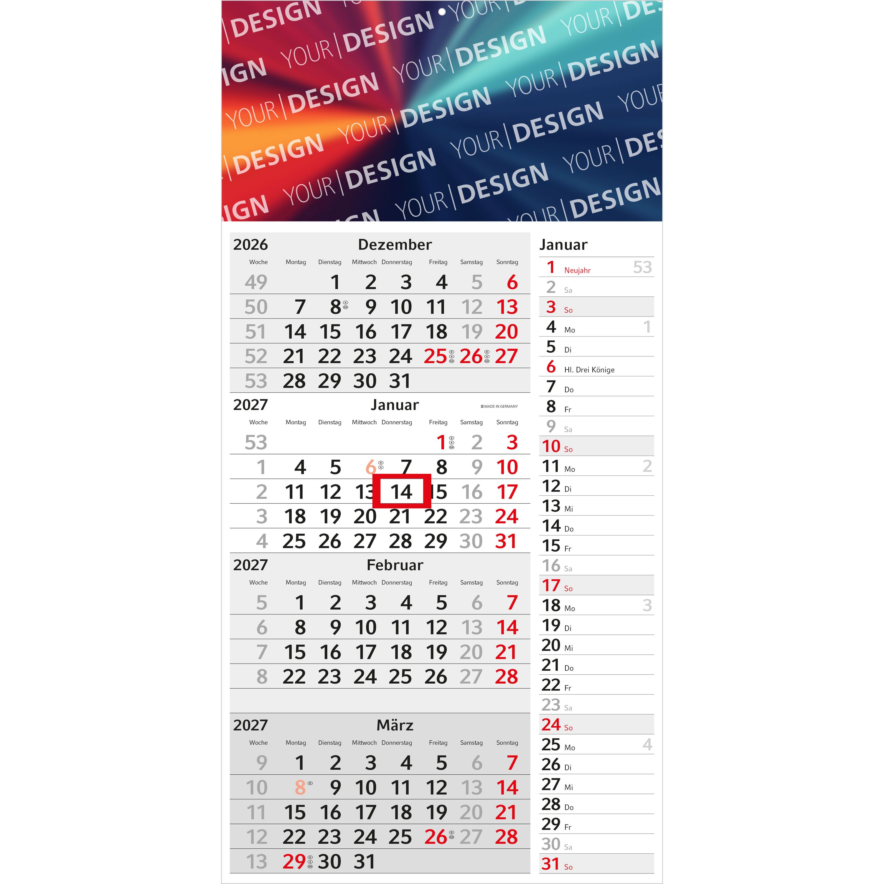 4-Monatskalender Einblatt Konzept 4 Post-439