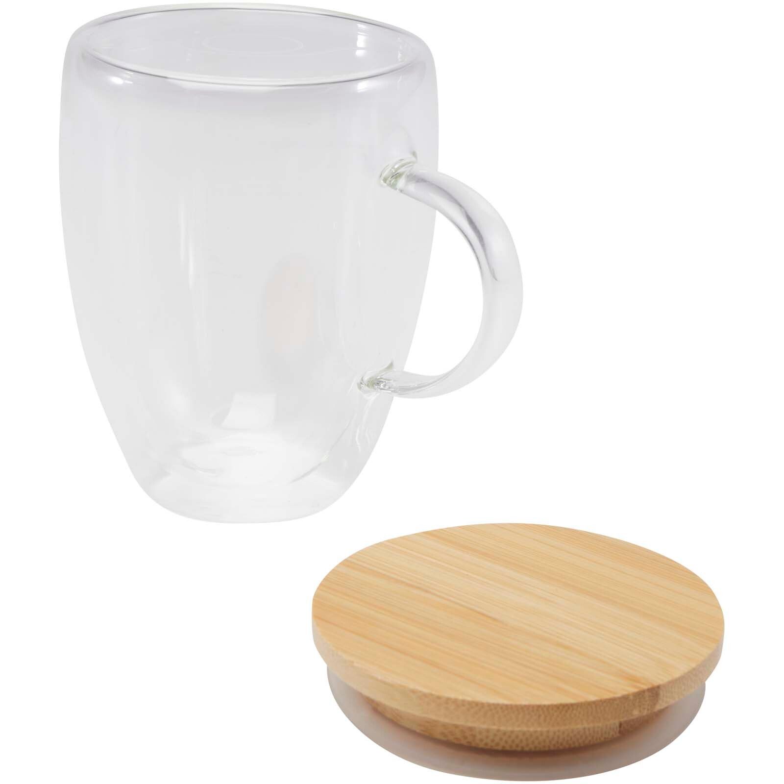 Leona 350 ml Glasbecher mit Bambusdeckel - transparent klar-350