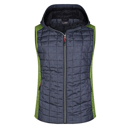 Ladies´ Knitted Hybrid Vest - kiwi melange - anthracite melange-59