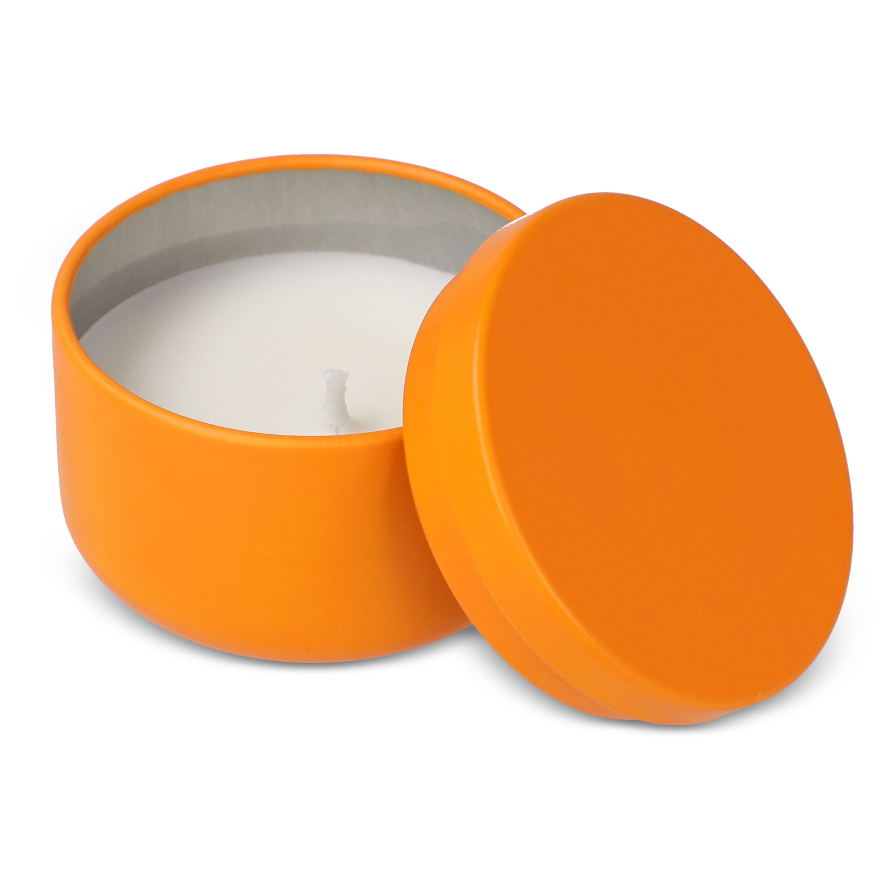 Asana unparfümierte Kerze auf Pflanzenbasis in recycelter Dose - orange-664