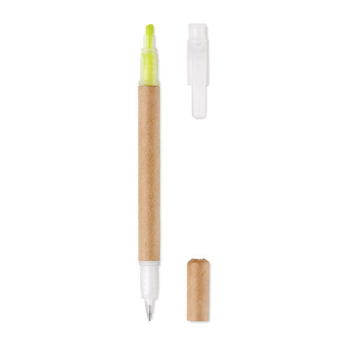 Kugelschreiber mit Textmarker DUO PAPER - gelb-428